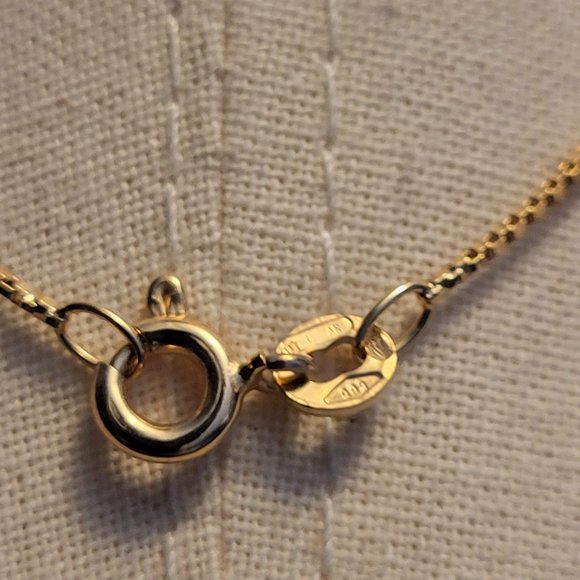 16" 14K Gold Box Chain Necklace with 14K Gold "Blessing" Character Pendant - Picture 5 of 9